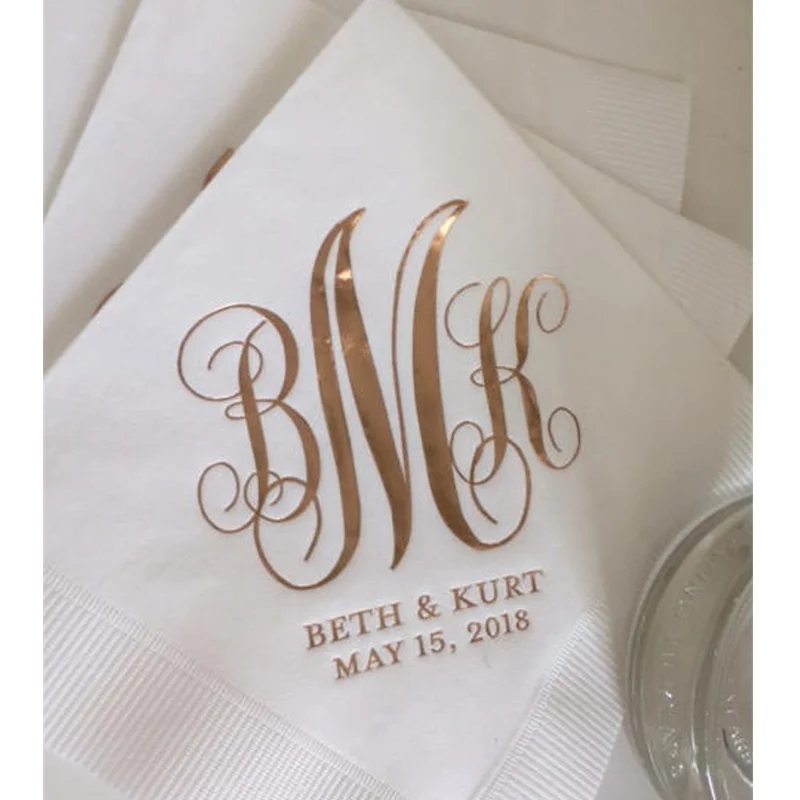 Napkins Personalized Napkins 3 Ply Premium Quality All Sizes Available  Wedding Napkins Custom Monogram Rose Gold Foil - купить по выгодной цене |  AliExpress