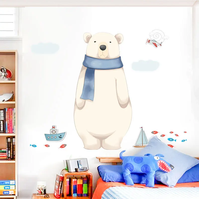 

Spray Painted Cartoon Wall Stickers Lovely North Bear Children's Room Kindergarten Decorative Wall Stickers Can Be Removed