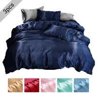 3pcs satin duvet cover with pillowcase double or single bed quilt cover set queenfullking 150200 for spring or summer