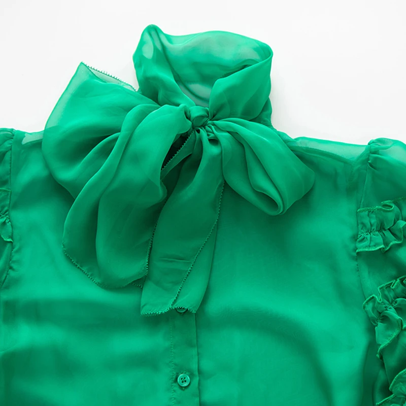 2020 летний женский модный комплект для подиума шифоновый топ с пышными рукавами