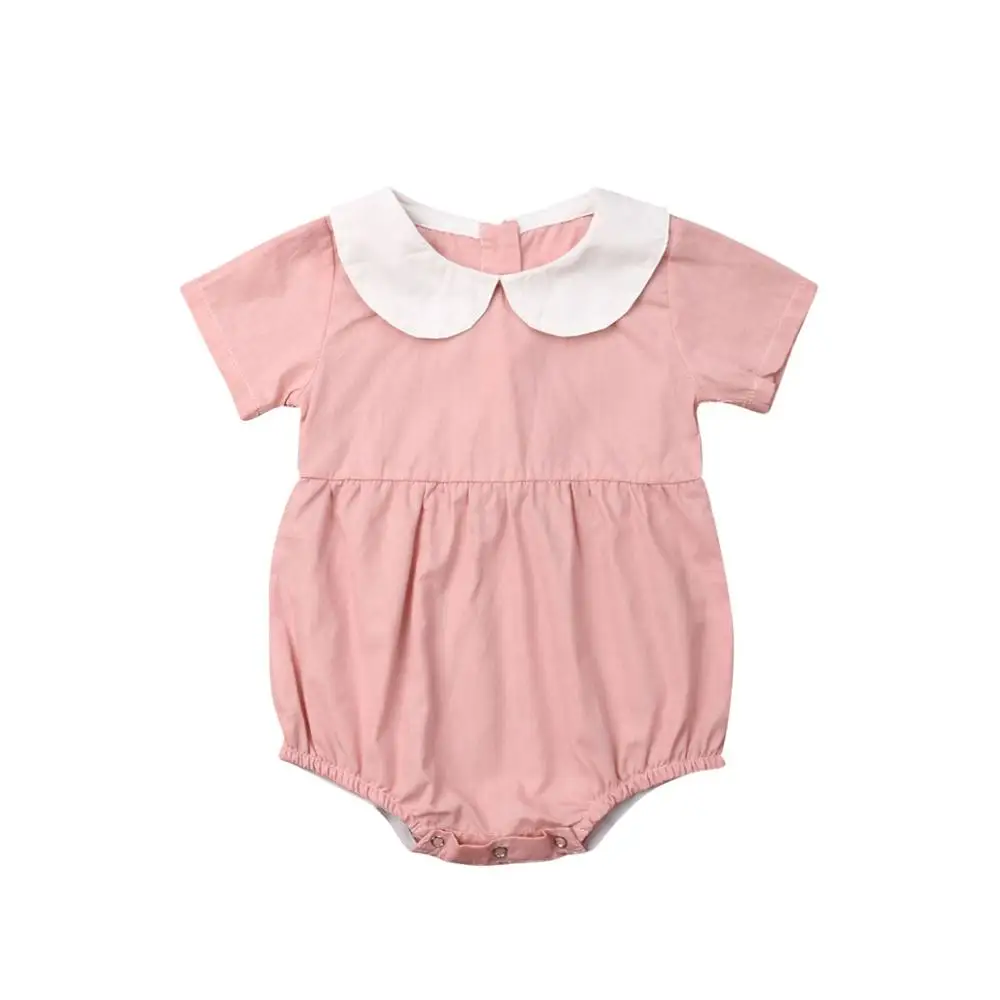 Детский комбинезон принцессы 0 24 м с коротким рукавом и кукольным воротником