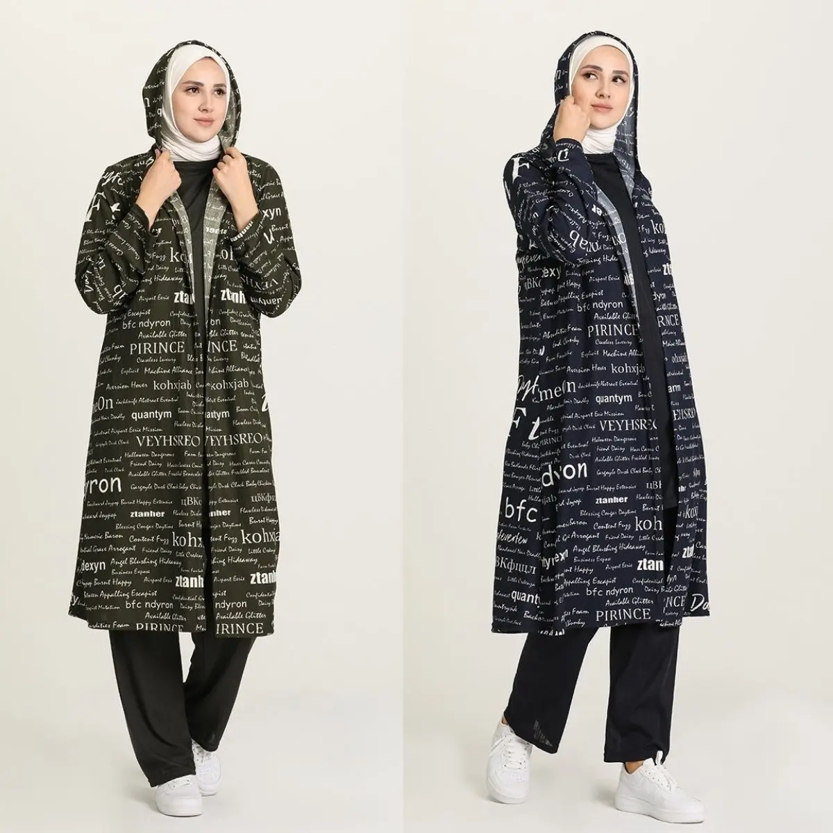 

Islamic Female Arabic Abaya Casual 3 Pieces Tracksuit Hoodies +Tops + Legging Pattern Solid Details Four Seasons Hijab