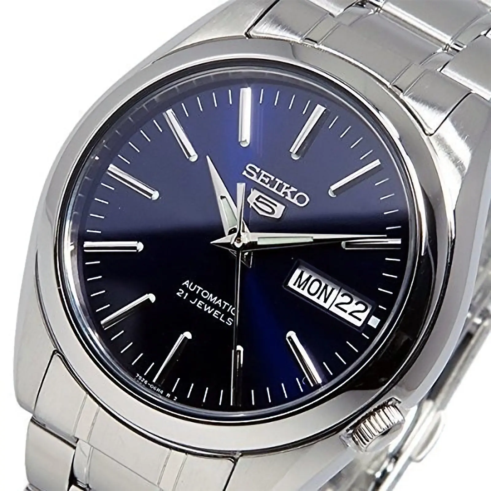 Мужские автоматические часы Seiko 5 SNKL43K1 синий циферблат 37 мм стальной ремешок