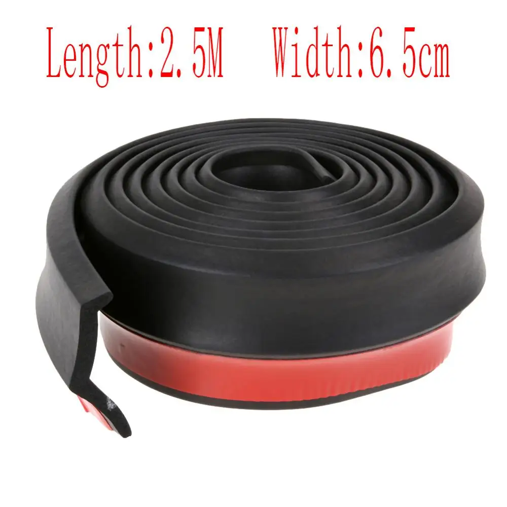 L 2.5M W 6.5CM VODOOL 2,5 м мягкий резиновый бампер для автомобиля, резиновые молдинги, защита для автомобиля, внешний передний бампер, набор для губ, автомобильный бампер, полоска для стайлинга автомобиля - Цвет: L 2.5M W 6.5CM