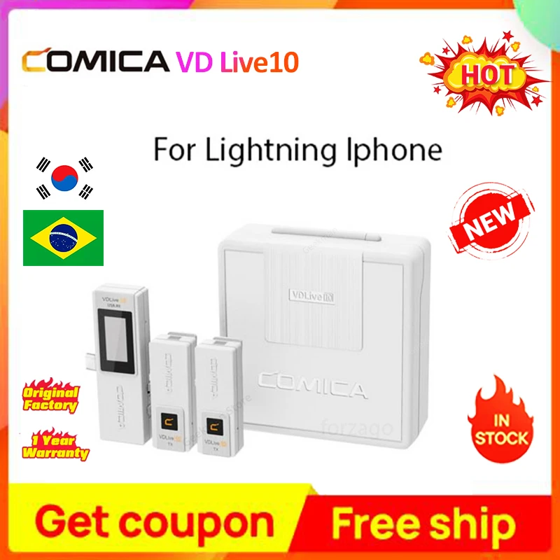 Comica VD live VDLive10 2 4G Двухканальный беспроводной микрофон портативный для iPhone блоггер