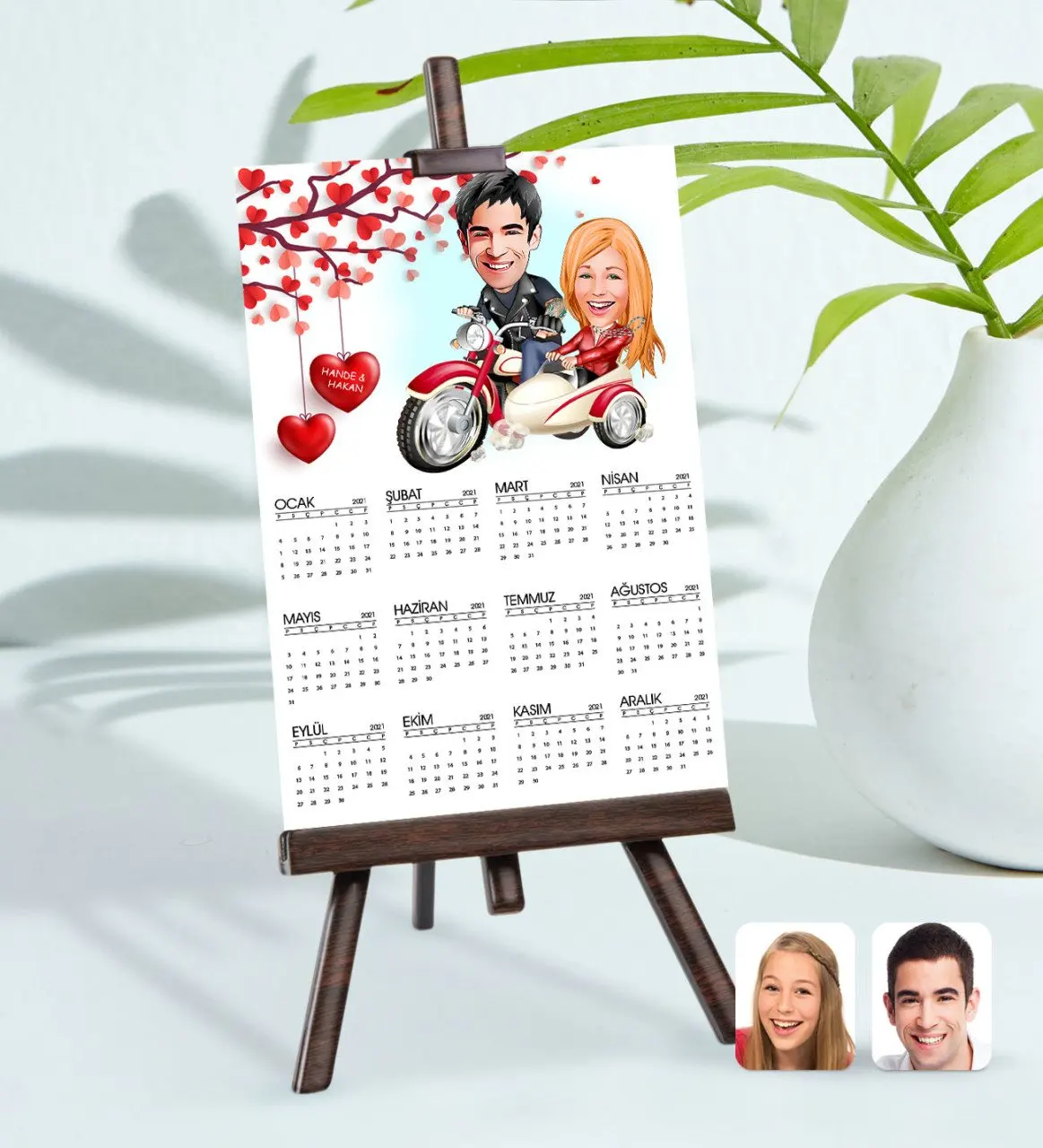 

Personalized 15x21 cm Photo Card Valentine Caricature Of easel 2021 calendar-12