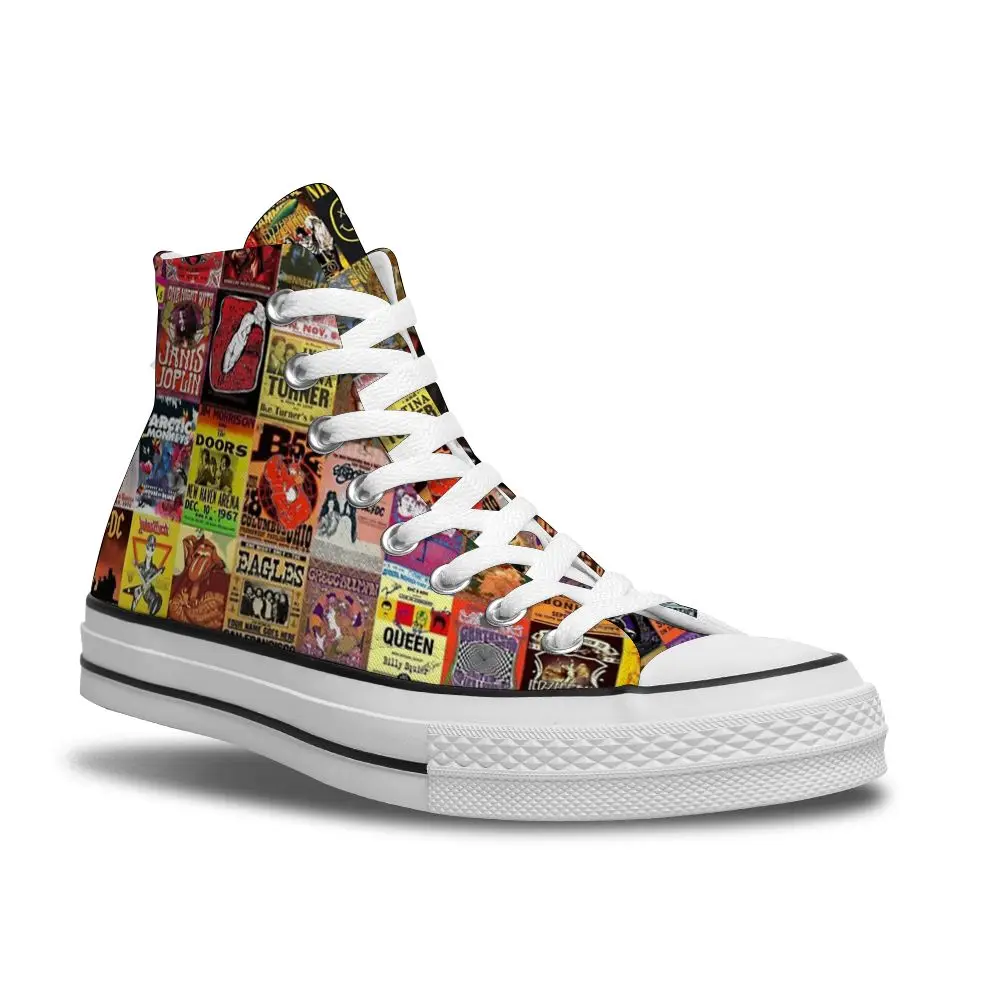 

2021 spring and summer new canvas shoes men's stitching clip art pattern shoes high-top fashion trend casual flat shoes