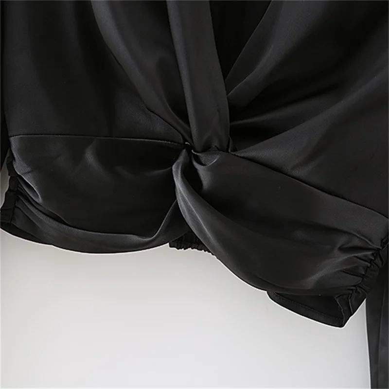 Блузка Женская атласная с V-образным вырезом и длинным рукавом 2021 | одежда