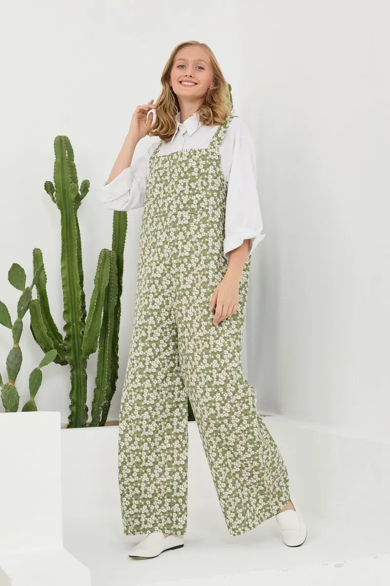 

Jumpsuit Women 2021 Summer Season Floral Clothing Green Blue Gray Comfortable Comfortable Stylish Strap Daisy Apparel