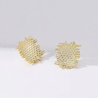 2022 new female retro party jewelry s925 silver ins simple design hand woven geometric personality stud earrings