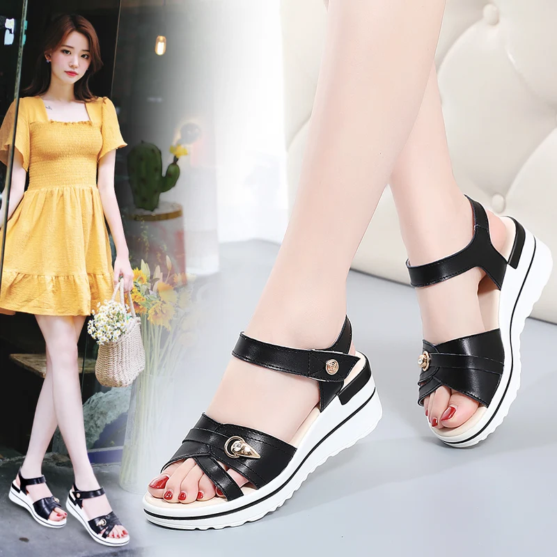

Women Sandals 2022 Summer New White Rubber Soft 5cm Thick Sole Casual Fashion Breathable Non Slip Female Shoes Outdoor Sandalias
