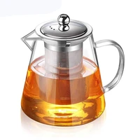 high quality heat resistant glass teapot with stainless steel infuser tea pot gold clear kettle droshipping