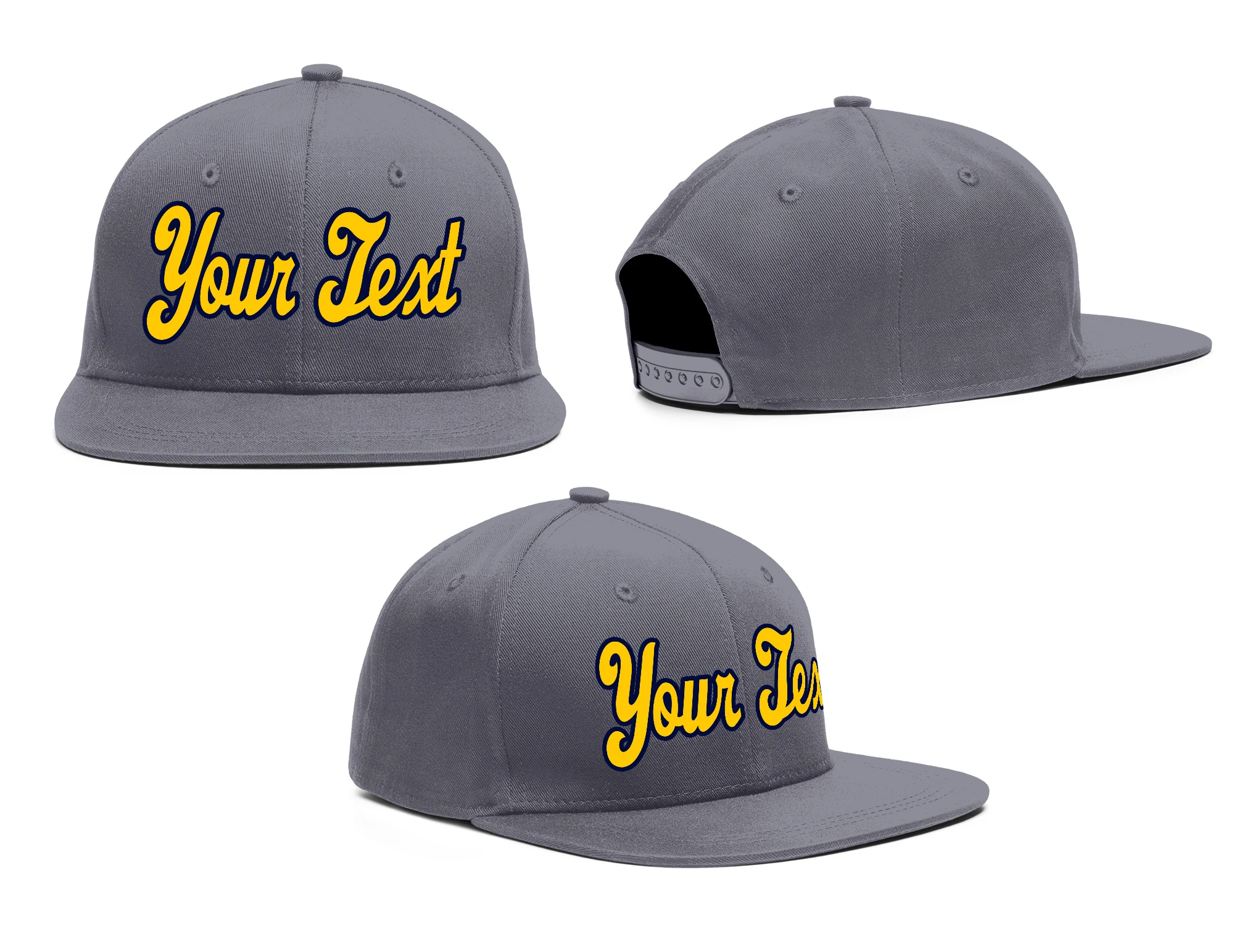 Custom Flat Brim Cap Embroidered Your Name Design Your Own Adjustable Snapback Fashion Caps for Unisex 3 Pieces Hats Best Gift