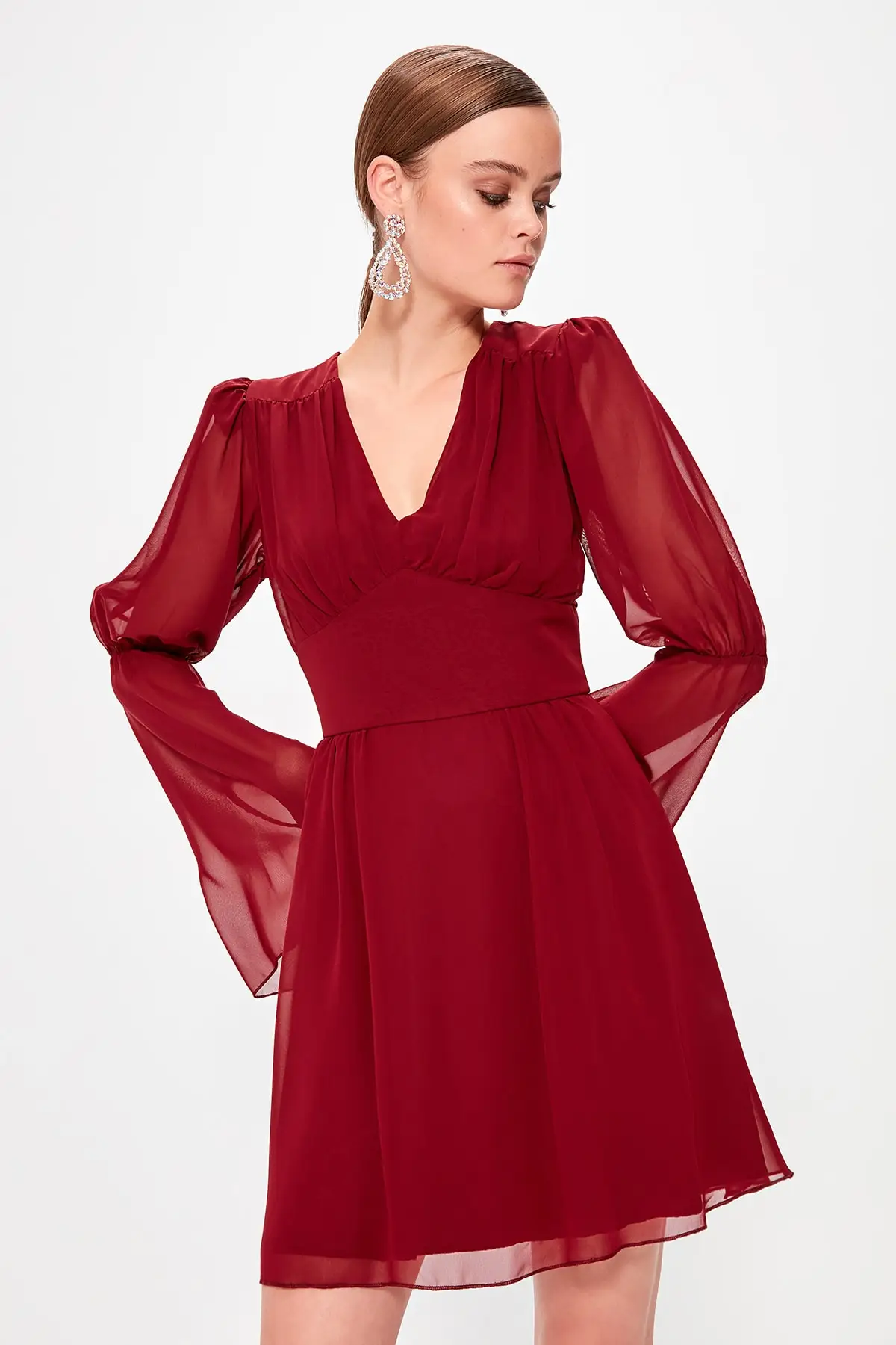 Trendyol Бордовое платье с корсажем TPRAW20EL0539|Женские платья| |