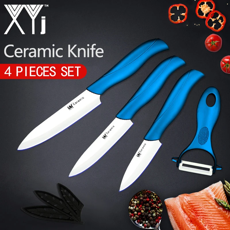 Blue H White Blade XYj кухонный нож керамический нож набор аксессуаров для приготовления пищи " 4" " дюймов белый и черный нож для очистки овощей и фруктов кухонные инструменты - Цвет: Blue H White Blade