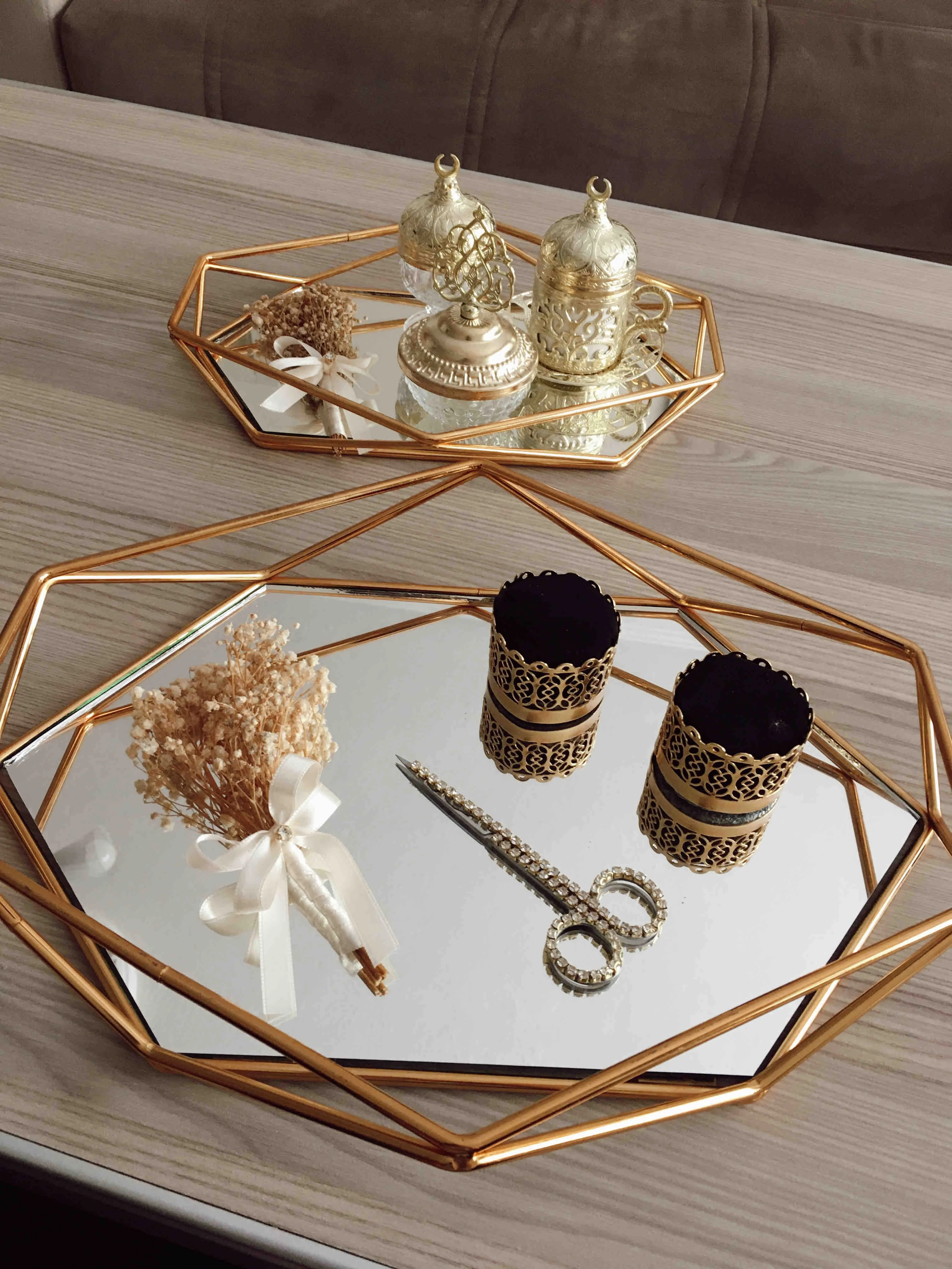 

Promise Engagement Tray Gold Groom Coffee Tray Set Bridal Jewelry For Wedding Bridal Veil Marriage Engagement