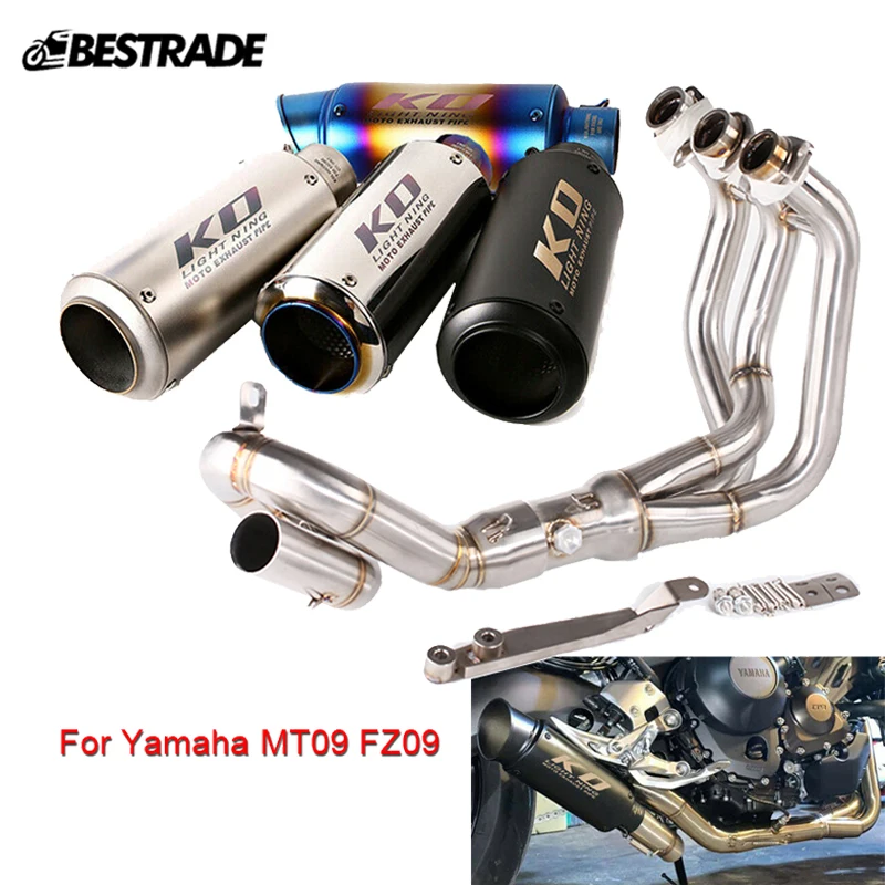 

Motorcycle Exhaust Tip Muffler Escape System Middle Link Connection Pipe With DB Killer For Yamaha MT09 Race Stainless Steel
