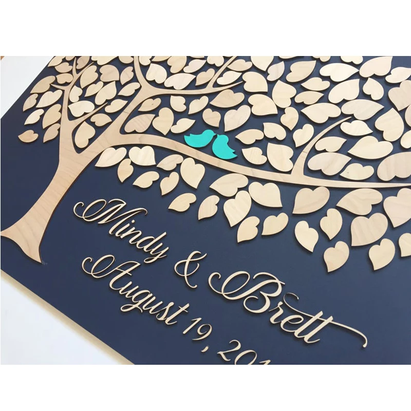 Уникальная Гостевая книга альтернативная 3d деревянная свадебное дерево и сердца