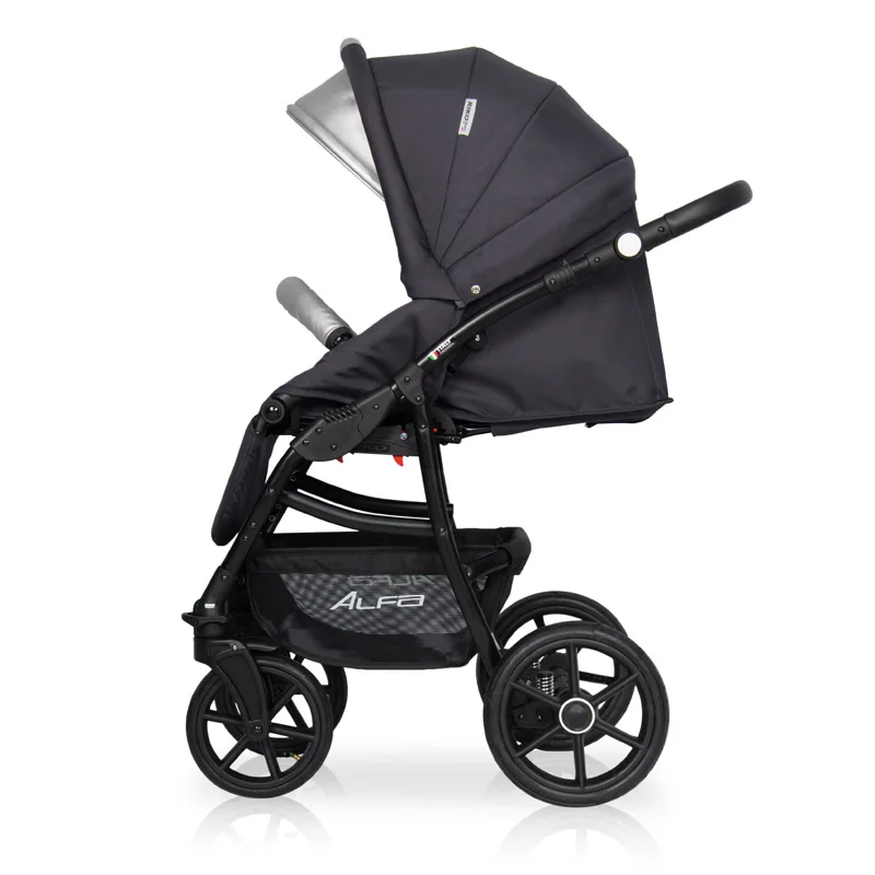 Stroller Universal 2 in 1 Riko basic Alfa Ecco 01 graphite gray Рант Rant products children toddlers newborns mother care walk easy