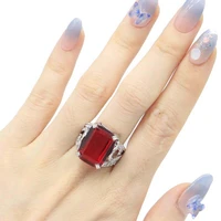 21x18mm delicate fine cut 7 8g created 18x13mm red blood ruby cz ladies wedding silver rings drop shipping