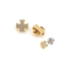 micropav%c3%a9 cz cross beads diy personalized bracelet hip hop jewelry gold cross crafts 11 4x11 4x5 7mm
