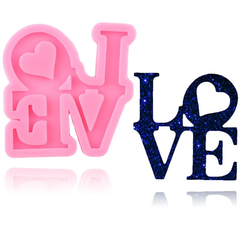 Блестящие силиконовые формы с надписью Love сделай сам для брелока из эпоксидной