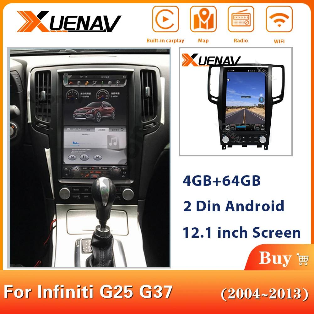 

Android System Tesla Style Screen DSP 4+64GB Car GPS Navigation For Infiniti G25 G37 2004-2013 Stereo Carplay Multimedia Player