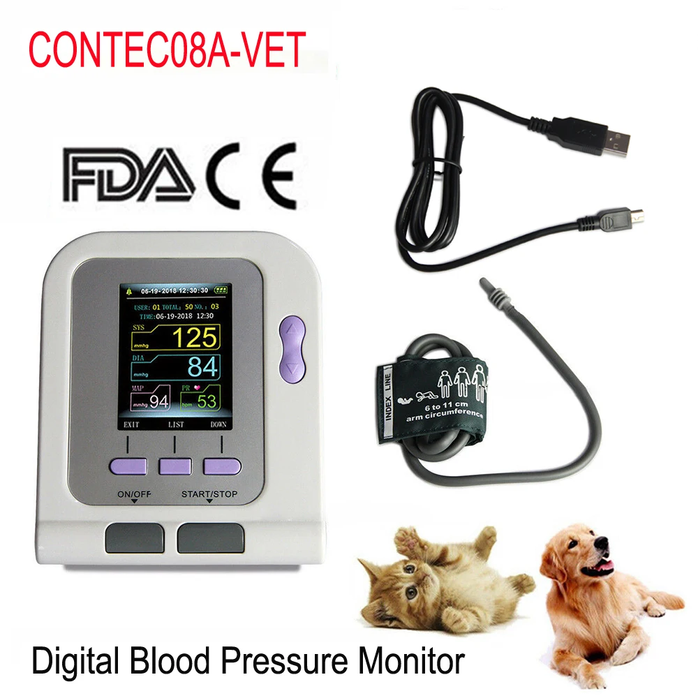 CONTEC08A Veterinary Blood Pressure Monitor Meter Digital Tensiometers INBP Machine Electronic Sphygmomanometer VET Probe