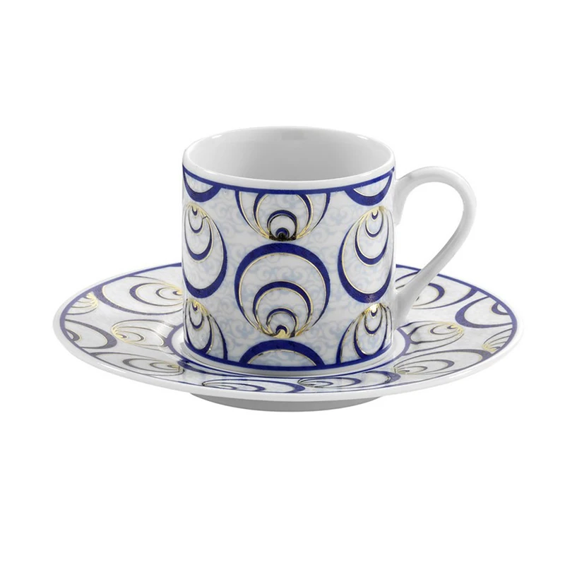 Conjunto de Xícara de Café Feito na Turquia Kutahya Porcelana Cintemani Padrão Pessoa Turco Café Espresso % 100 Original 6