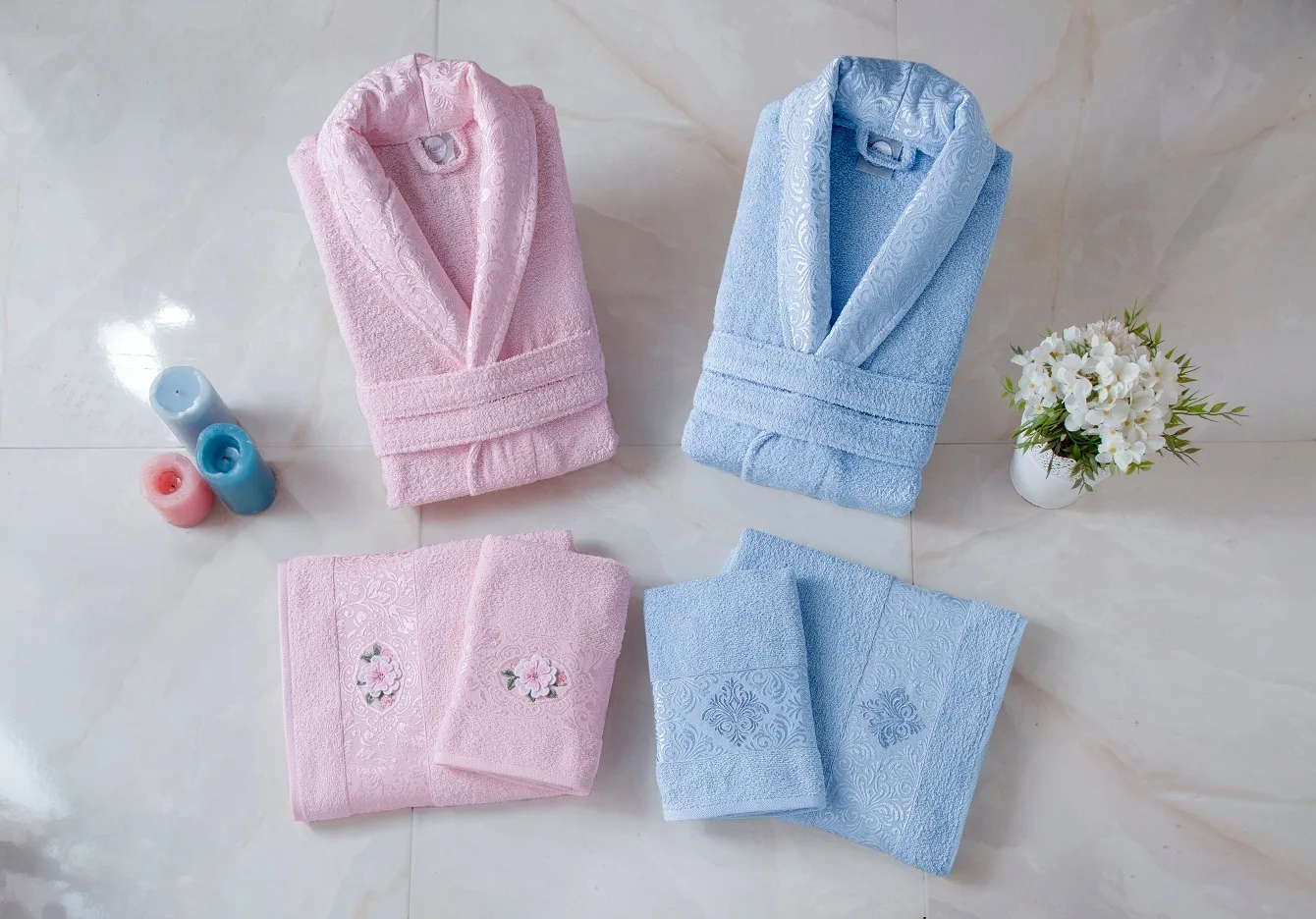 

LUX COTTON 6 PIECES FAMILY BATHROBE BATH TOWEL FACE TOWEL ULTRA ABSORBING HOME BATH DRESS FOUR SESASON