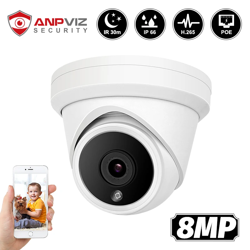 

Anpviz 4K 8MP IP Camera Outdoor with Microphone Motion Detection Waterproof IP66 Hikvision Compatible Surveillance Camera