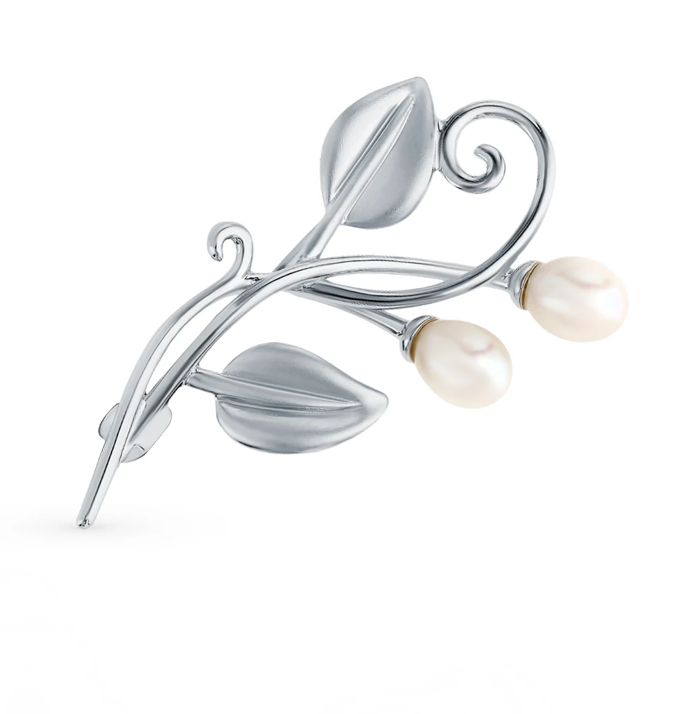 Серебряная брошь с жемчугом SUNLIGHT проба 925|Украшения для волос броши и украшения
