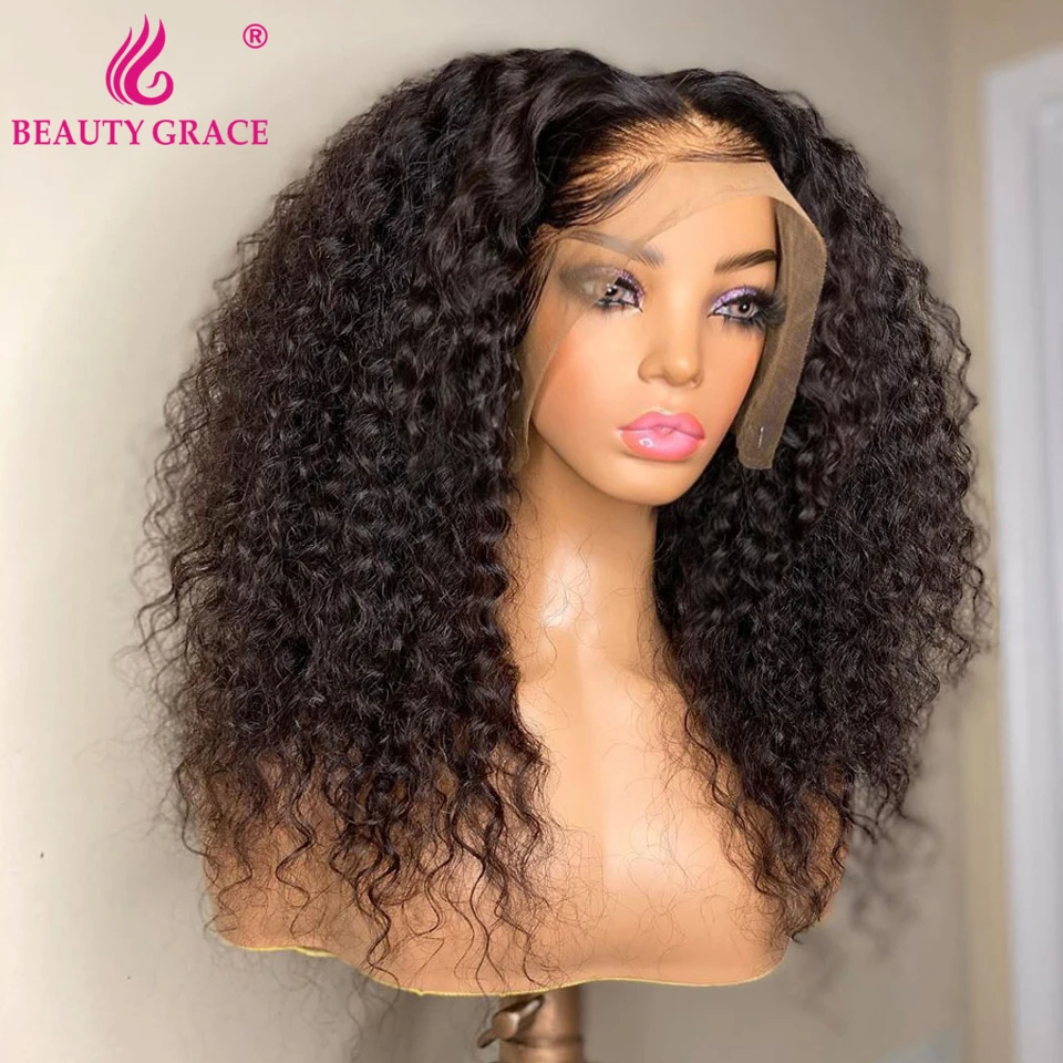 13X4 Curly Lace Frontal Human Hair Wigs For Women 30 Inch Lace Front Wig Kinky Curly Human Hair Wig 250 Density Lace Closure Wig