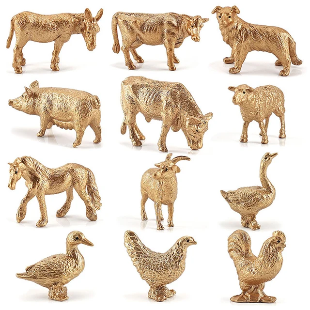 12pcs Realistic Animal Figurines Simulated Poultry Action Figure Farm Dog Duck Cock Models Education Toys for Children Kids Gift 2