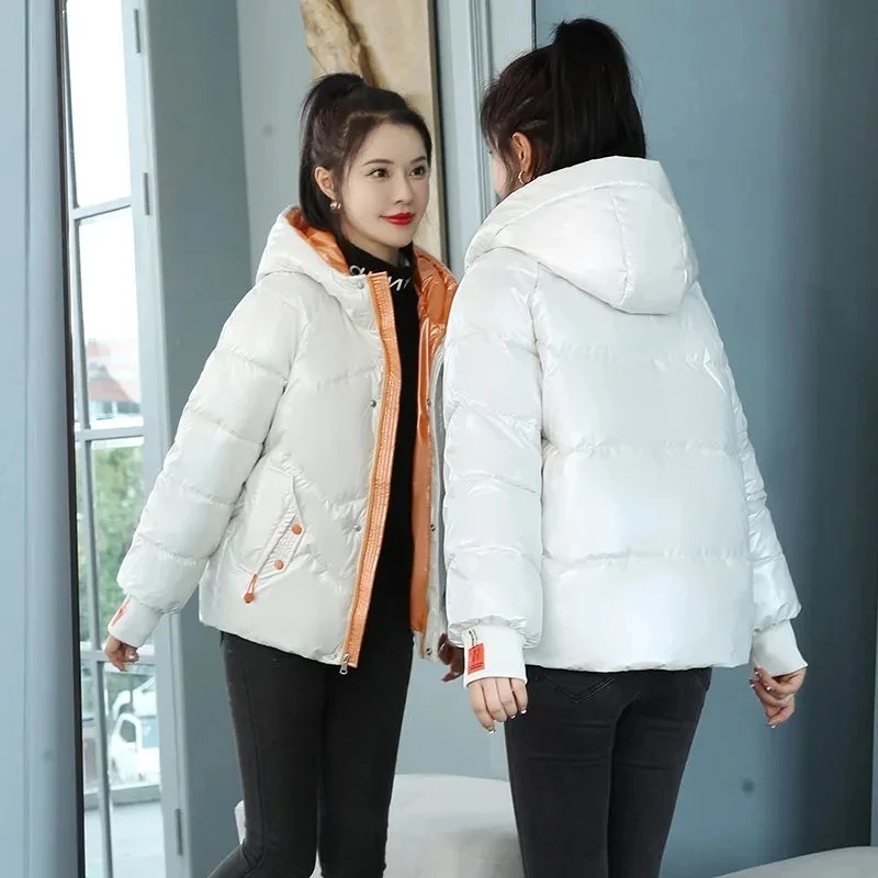 Зимняя женская куртка новинка 2022 глянцевое пуховое пальто из хлопка зимняя