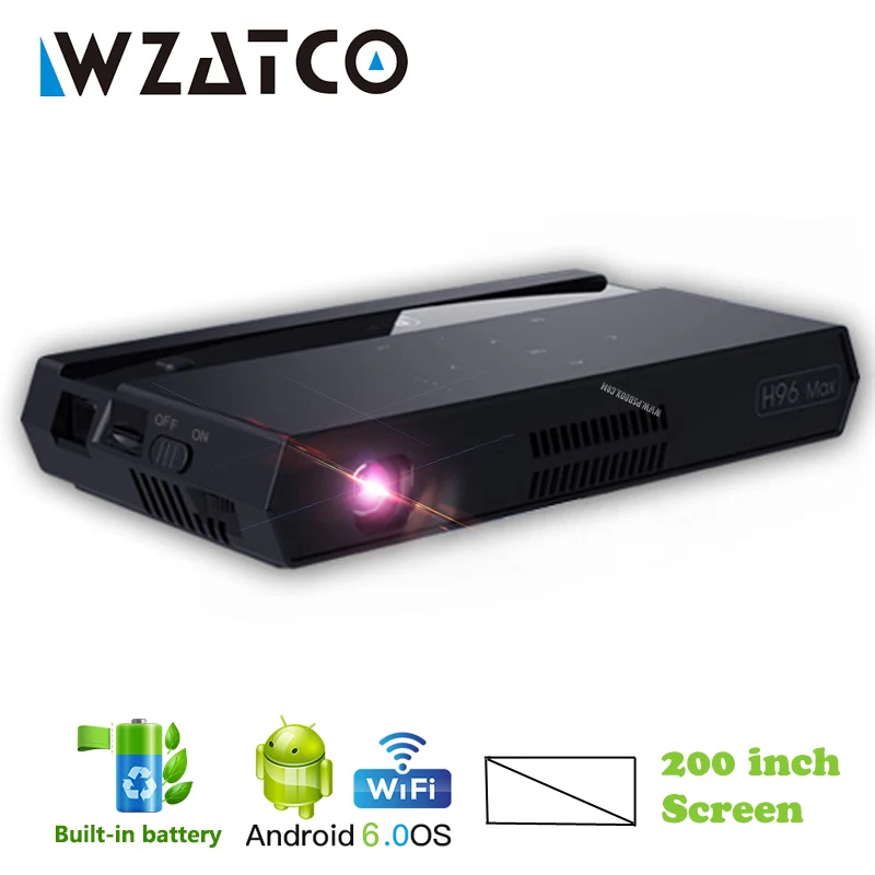 Проектор WZATCO Full HD 1080P MAX 4K MINI DLP проектор для домашнего кинотеатра 200 дюймов с