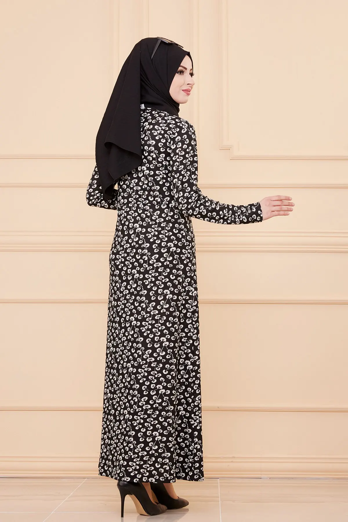 TUGBA Muslim Dress Long Sleeve Floral Print muslim dress code 2021 turkish gown hijab summer abaya