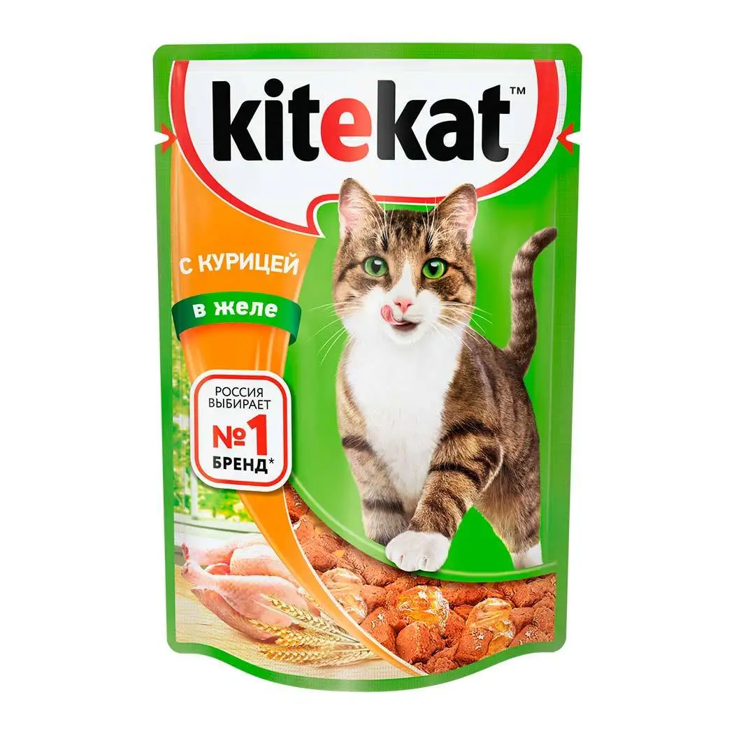 Корм Kitekat для кошек с курицей в желе 85 г|Кошачий мягкий корм| |
