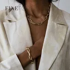 Простой простой золотой серебряный цвет звенья цепи ожерелье модное геометрическое заявление колье ожерелье для женщин массивные ювелирные изделия подарок