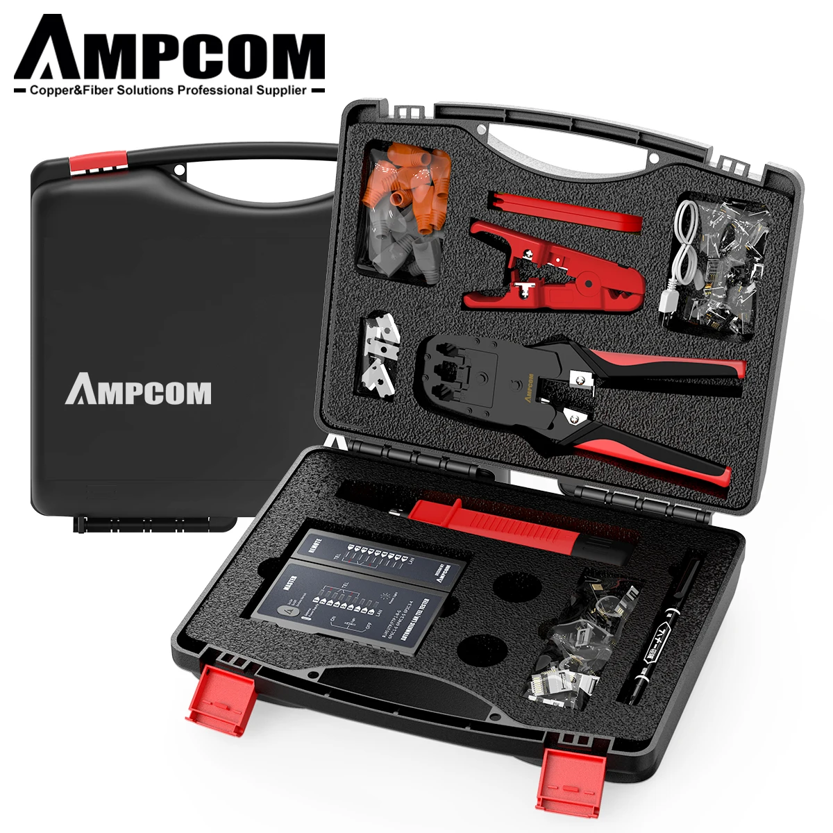 network tool kit ampcom 12 in 1 professional portable ethernet computer maintenance lan cable tester crimper cutter repair set free global shipping