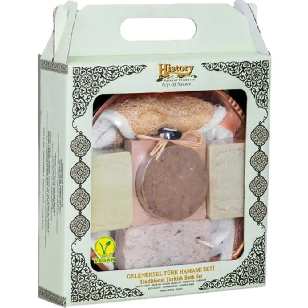 

High Quality Bath Brush Body Shower Scrubber Brushes Turkish Hammam Set with Copper Bowl Vegan Cruelty-free Soap Pumice Stone