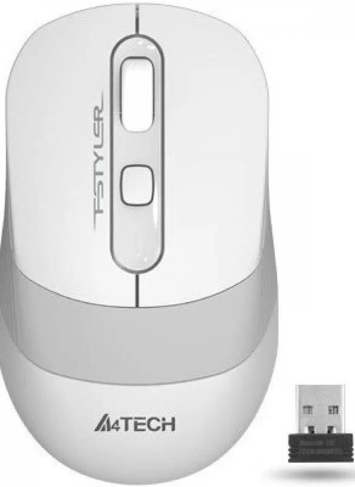 Мышь A4Tech A4 Fstyler FG10 белый/серый оптическая (2000dpi) беспроводная USB (4but) | Компьютеры и