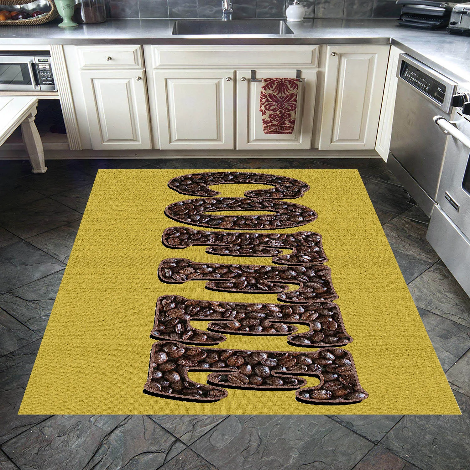 

Coffee 6 Pattern Kitchen Carpet, Fan carpet anti-slip floor carpet, teenagers carpet area rugs