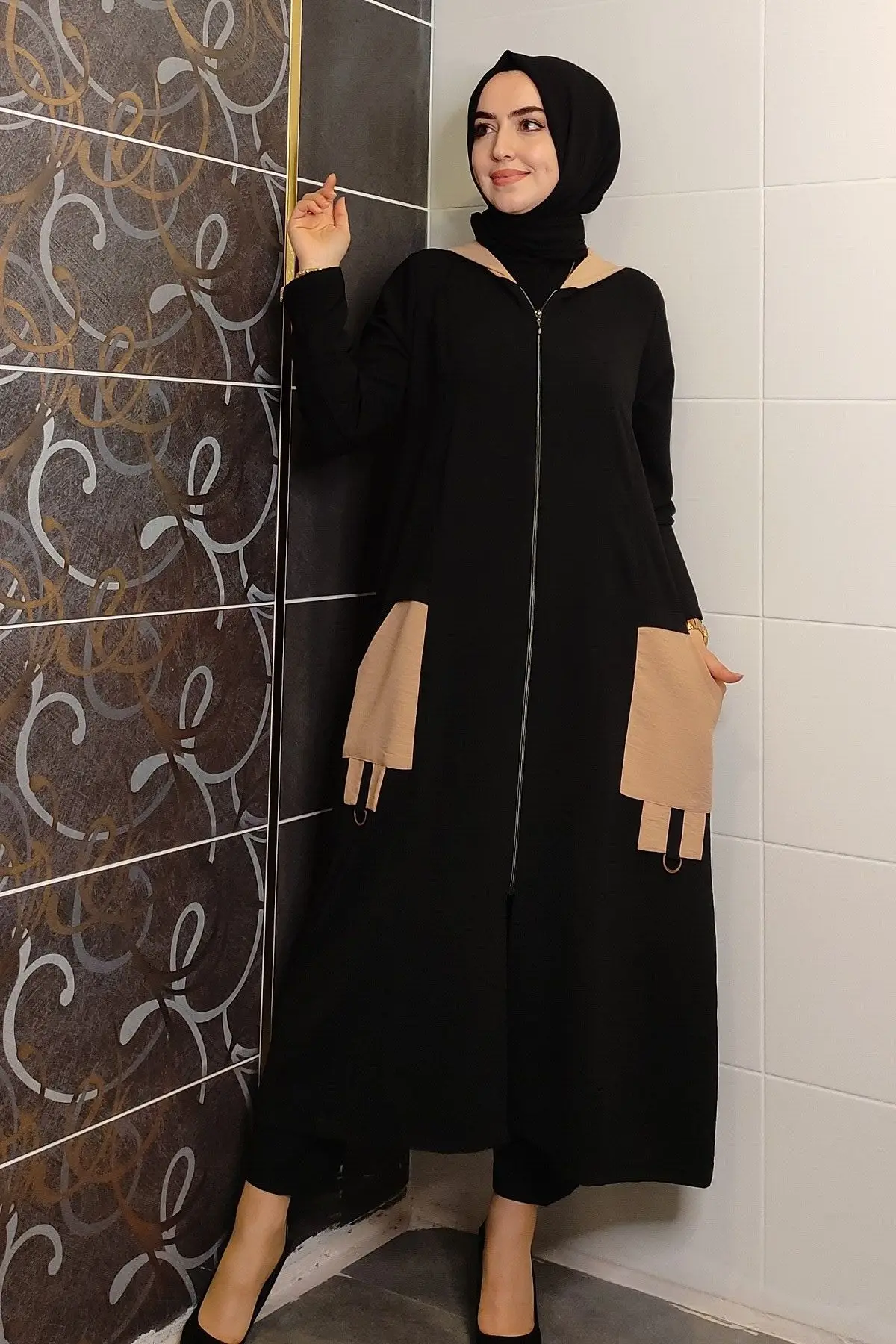 

Untitled 5-pocket Colored Muslim Arabic İslamic Ayrobin Fabric Hooded Cap Dress