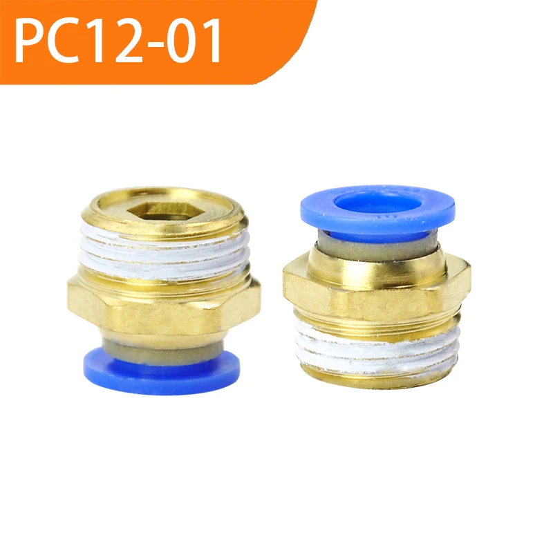 

500PCS PC10-04 Quick Air Hose Connector 10mm To Thread BSP 1/2" Male Nipple Brass Coupling One-Touch Pneumatic Fitting