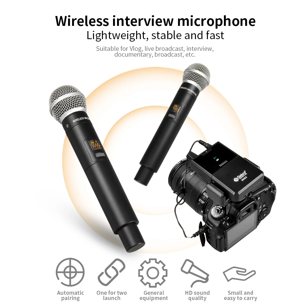Debra DV01/02H UHF Wireless Handheld Mic with Monitor Function  Support Custom Content Card For Interview Live Broadcast VLOG