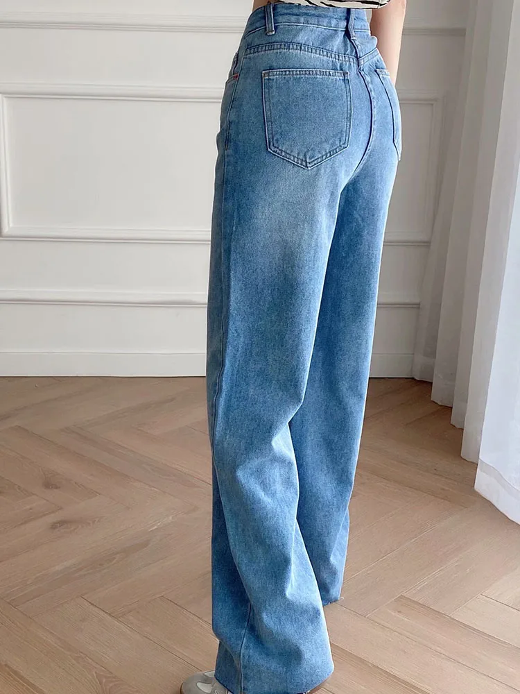 

ZA summer new style women's temperament casual high-waisted wide-leg straight-leg jeans