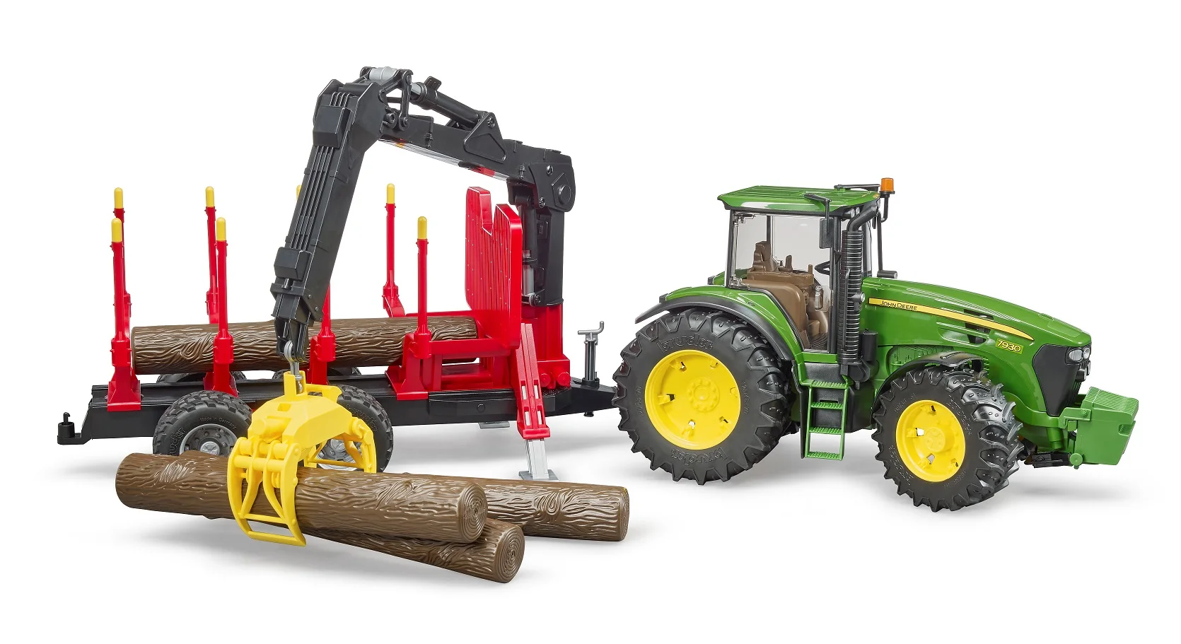 Трактор John Deere c прицепом с манипулятором и 4 брёвнами шт| |