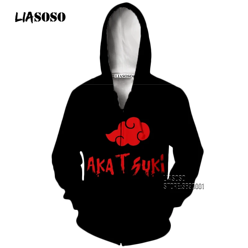 3 LIASOSO 3D принт унисекс аниме Наруто Akatsuki Учиха Итачи Саске толстовки с капюшоном толстовки Повседневная куртка на молнии X2651 - Цвет: 3