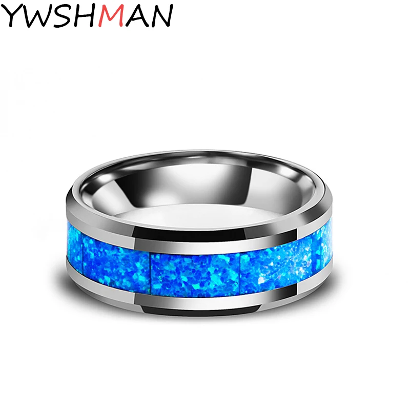 Роскошные модные мужские кольца 8 мм из нержавеющей стали обручальное кольцо с